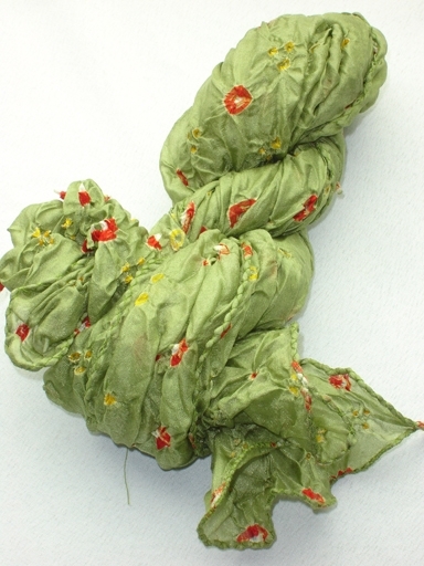 FENNEL GREEN SILK BANDHNI SCARF FENNEL GREEN SILK BANDHNI SCARF